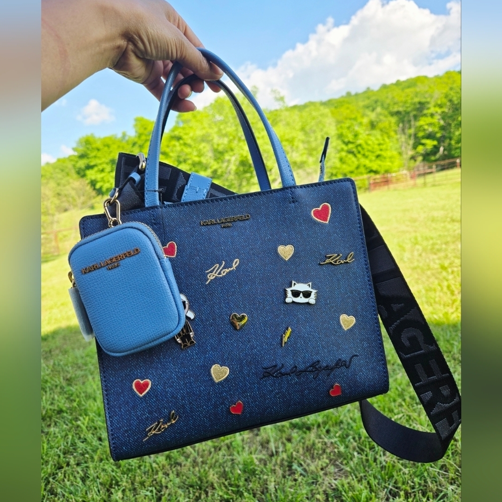 KARL LAGERFELD MAYBELLE SATCHEL DENIM NWT